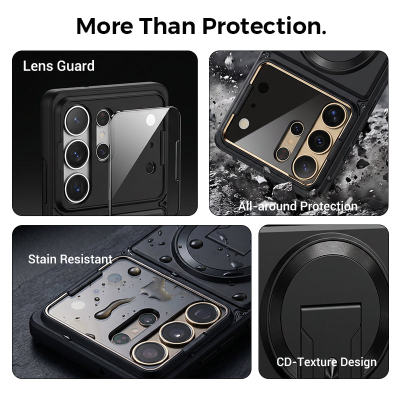 Multifunctional Magnetic Case with Invisible Stand & Camera Protection for Samsung S Series