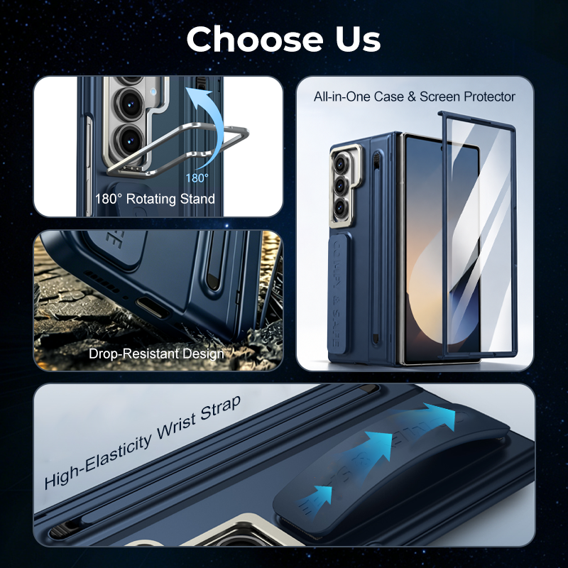 Premium Foldable Phone Case with Built-in Stand & Pen Holder
