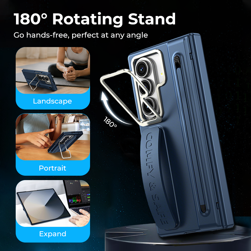 Premium Foldable Phone Case with Built-in Stand & Pen Holder
