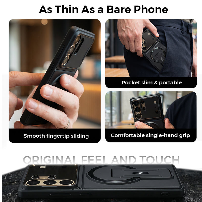 Multifunctional Magnetic Case with Invisible Stand & Camera Protection for Samsung S Series