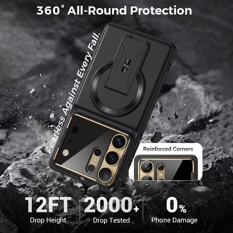 Multifunctional Magnetic Case with Invisible Stand & Camera Protection for Samsung S Series