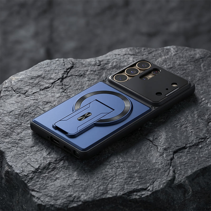 Multifunctional Magnetic Case with Invisible Stand & Camera Protection for Samsung S Series