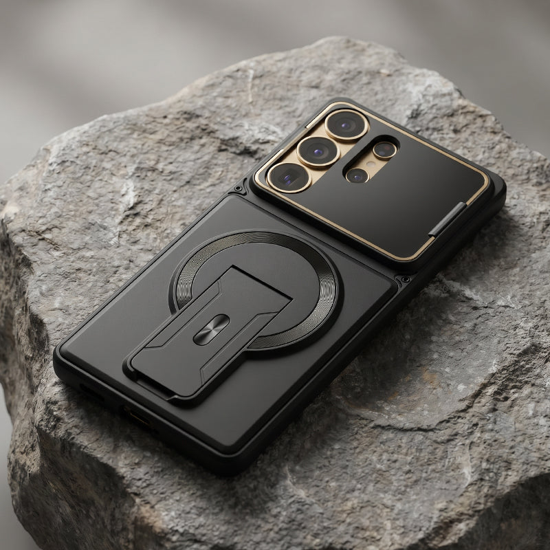 Multifunctional Magnetic Case with Invisible Stand & Camera Protection for Samsung S Series