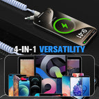 240W 4-in-1 Retractable Coiled Charging Cable